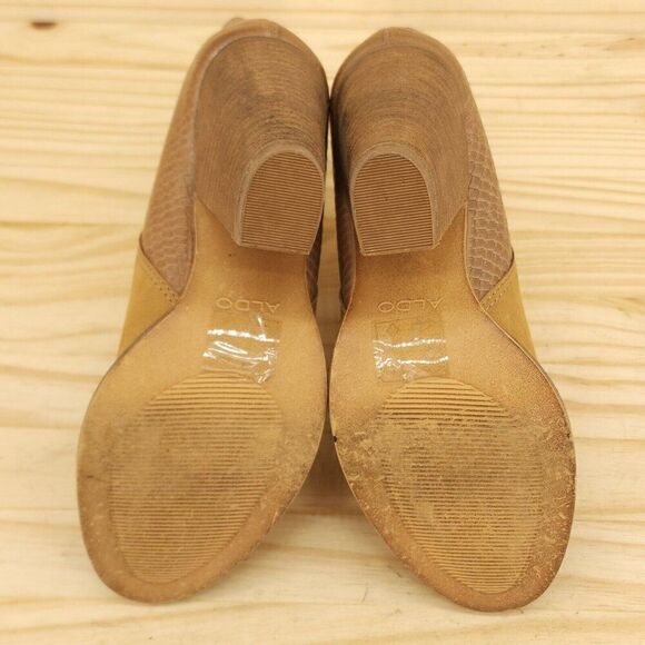 Aldo Womens Boots Sz 7.5 Brown Leather Stacked Heel Chelsea Booties Western Boho - Picture 7 of 9